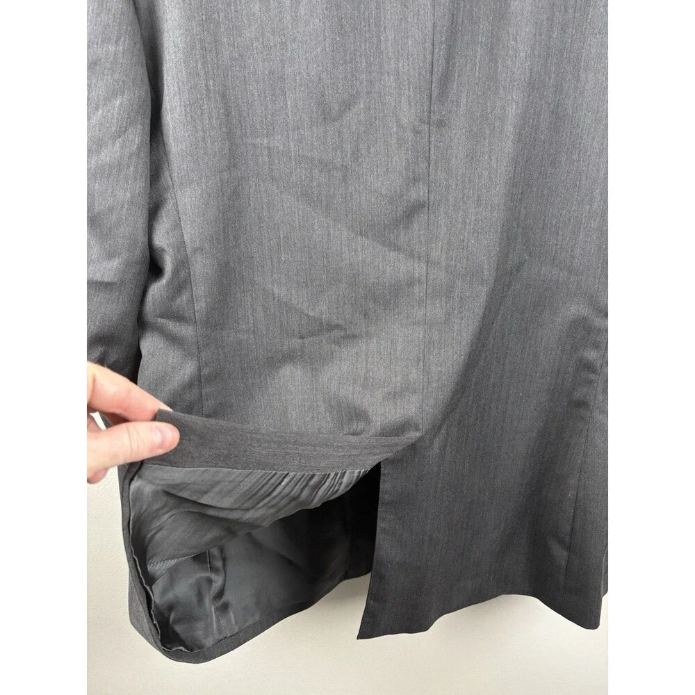 JOS A BANK Signature 100% Wool Gray Herringbone Sport Coat Sz 48L Blazer Jacket
